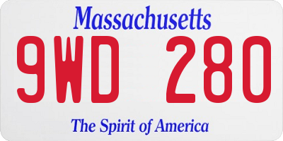 MA license plate 9WD280