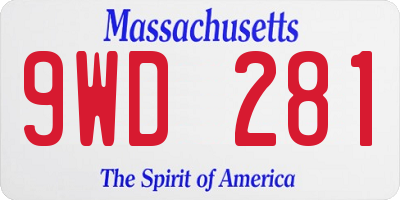 MA license plate 9WD281