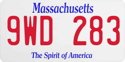 MA license plate 9WD283