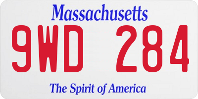 MA license plate 9WD284