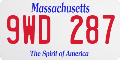 MA license plate 9WD287