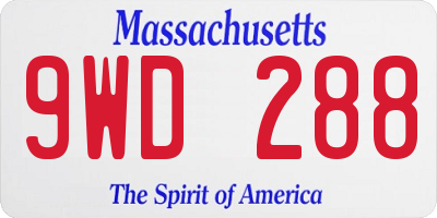 MA license plate 9WD288