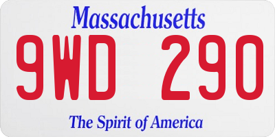 MA license plate 9WD290