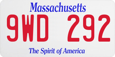 MA license plate 9WD292