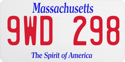 MA license plate 9WD298