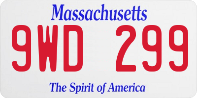 MA license plate 9WD299