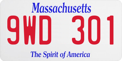 MA license plate 9WD301