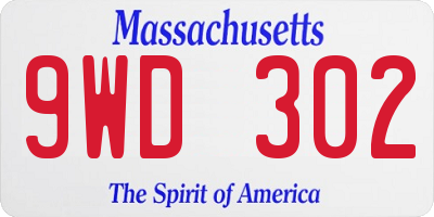MA license plate 9WD302