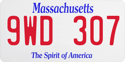 MA license plate 9WD307