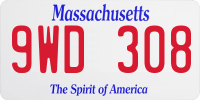MA license plate 9WD308