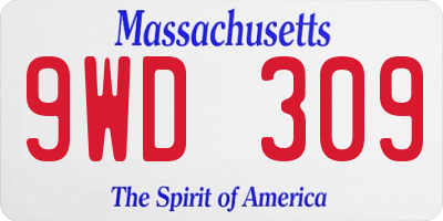 MA license plate 9WD309