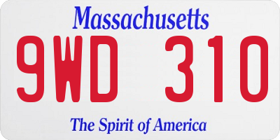 MA license plate 9WD310