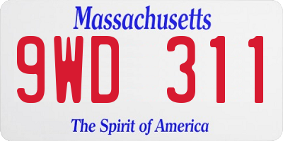MA license plate 9WD311