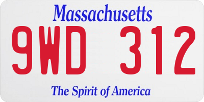 MA license plate 9WD312