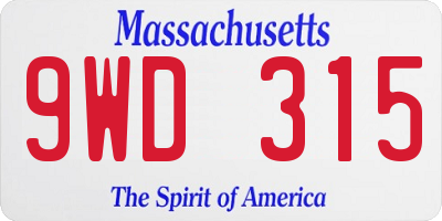 MA license plate 9WD315