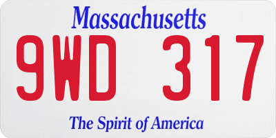 MA license plate 9WD317