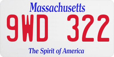 MA license plate 9WD322