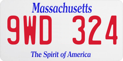 MA license plate 9WD324