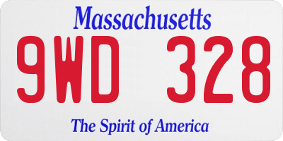 MA license plate 9WD328