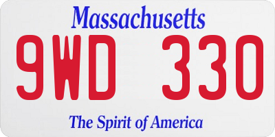 MA license plate 9WD330