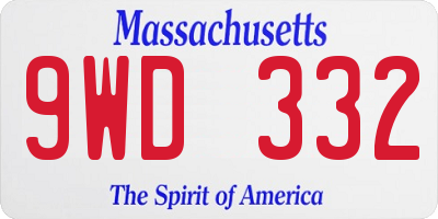 MA license plate 9WD332