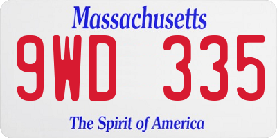 MA license plate 9WD335