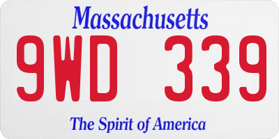 MA license plate 9WD339