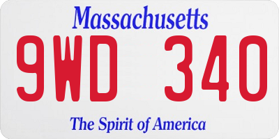 MA license plate 9WD340