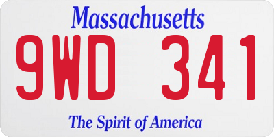 MA license plate 9WD341