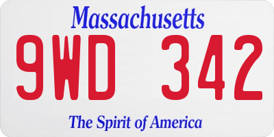 MA license plate 9WD342