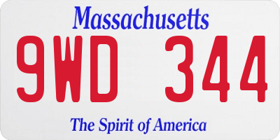 MA license plate 9WD344