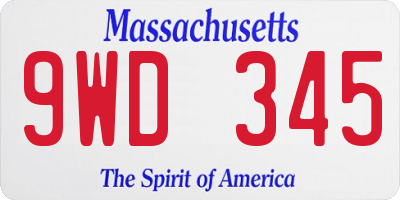 MA license plate 9WD345
