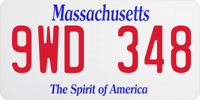 MA license plate 9WD348