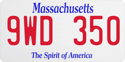 MA license plate 9WD350