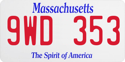 MA license plate 9WD353