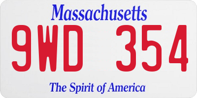 MA license plate 9WD354