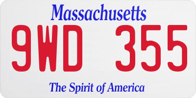 MA license plate 9WD355