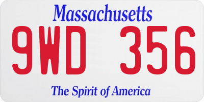 MA license plate 9WD356