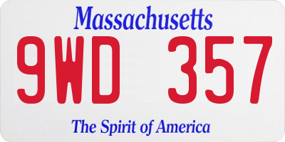 MA license plate 9WD357