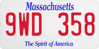 MA license plate 9WD358