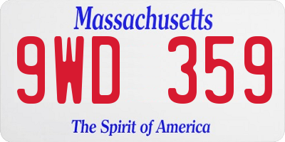 MA license plate 9WD359