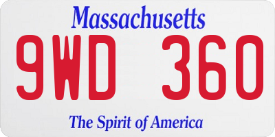 MA license plate 9WD360