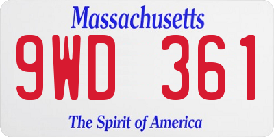 MA license plate 9WD361