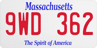 MA license plate 9WD362