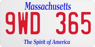 MA license plate 9WD365