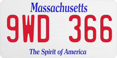 MA license plate 9WD366