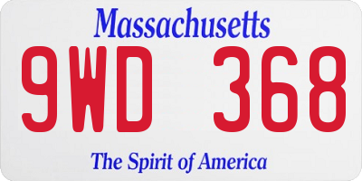 MA license plate 9WD368