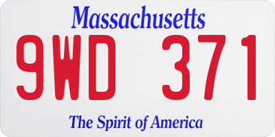 MA license plate 9WD371