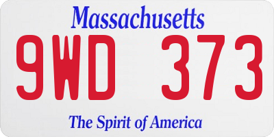 MA license plate 9WD373