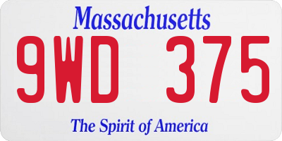 MA license plate 9WD375